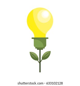 bulb plant with leaves to save environment