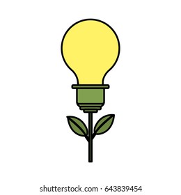 bulb plant with leaves to save environment