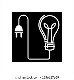Icono De Enchufe De Bombilla, Enchufe De Bombilla Con Ilustración De Arte De Vector De Cordón