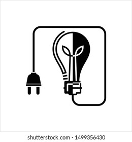 Bulb Plug Icon, Bulb Plug With Cord Vector Art Illustration