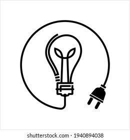 Bulb Plug Icon, Bulb Plug With Cord Vector Art Illustration