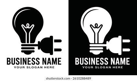 Bulb Plug Logo Bold Black Innovation Tech Firms