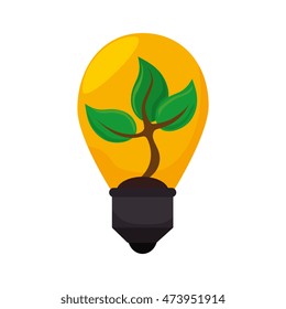 bulb power light ecology tree plant growing vector illustration