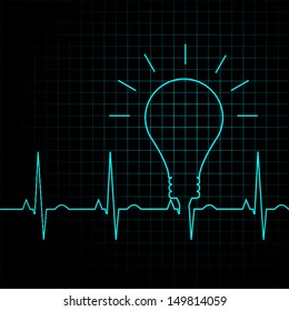 bulb pulse idea heart beat, illustration eps 10 vector