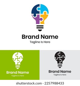 
Bombilla con diseño de logotipo de rompecabezas
