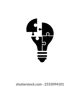 Bulb Puzzle logo icon. Project management icon, Action Plan icon concepts