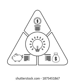 bombilla en piramide estadísticas de infografía línea estilo icono ilustración vectorial