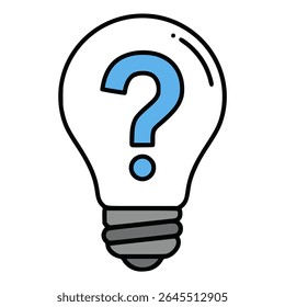 bulb with question mark find idea creative flat color vector illustration template design