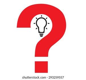 In bulb question mark stock vector.Get the idea illustrations isolated.Abstract question mark on white wall background