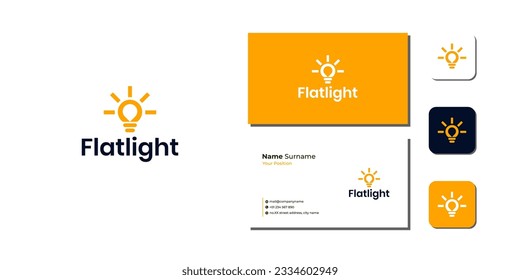 Bulb Ray Sun Logo Template Bundle With Business Card And Icon vector
