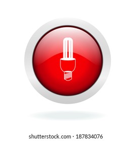 bulb red glossy icon on white background