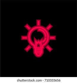 Bulb red glowing neon ui ux icon. Glowing sign logo vector