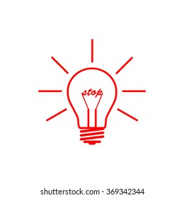 bulb red with rays
