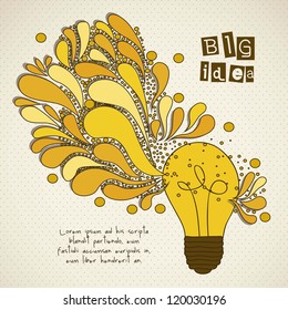 bulb representing an idea, with colorful drops, vector illustration
