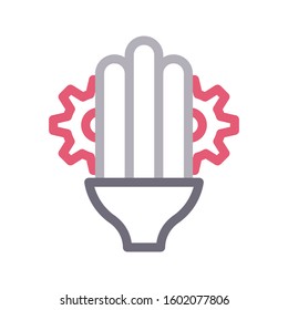 bulb setting vector color line icon 