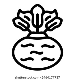 Bulb shaped kohlrabi icon outline vector. Crisp turnip vegetable. Crunchy veggie texture