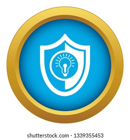 Bulb shield icon blue vector isolated on white background for any design