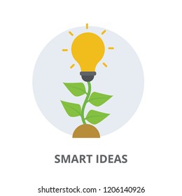 
Bulb shining with plant showing the icon of smart idea 
