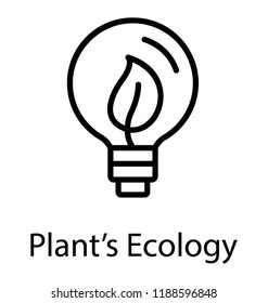 Bulb showing rays containing leaf inside, eco light icon