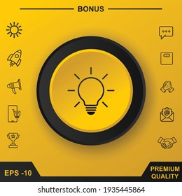 Bulb sign. Single icon on yellow button