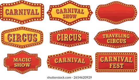 bulb, signboard, vector, light, frame, cartoon, set, banner, illustration, board, design, show, light bulb, circus, isolated, theatre, las vegas, template, retro, graphic, lamp, billboard, motion pict