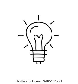Bulb silhouette icon on white background. Black technology symbol. Electric lamp, Vector Flat design.
