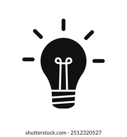 Bulb - simple black icon. Idea, conceptual symbol. Vector illustration