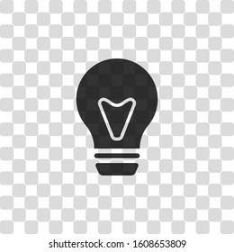 bulb, simple icon. Black symbol on transparency grid