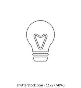 bulb, simple icon. Dotted outline silhouette with shadow on white background