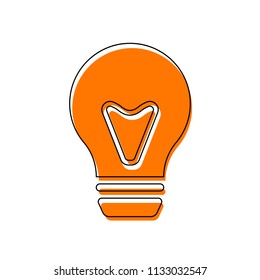 bulb, simple icon. Isolated icon consisting of black thin contour and orange moved filling on different layers. White background