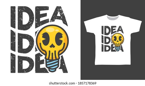 Bulb skull idea vector illustration t-shirt design and others uses.