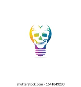 Bulb and Skull Vector Logo Design.