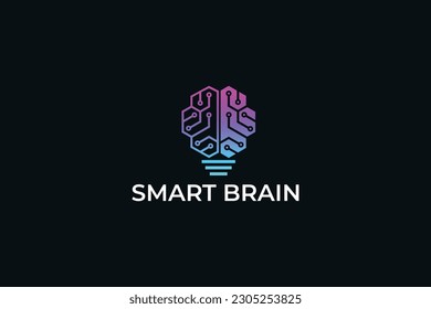 Bulb and smart brain logo design template