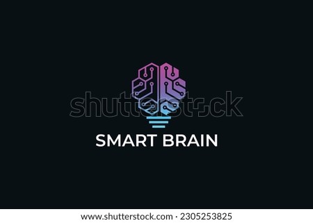 Bulb and smart brain logo design template