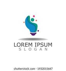 Bulb smart logo idea design of digital colorful symbol and icon lamp vector