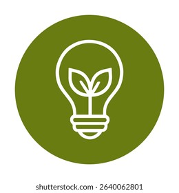 Bulb sprouts fresh idea within circle. Icon symbol illustration