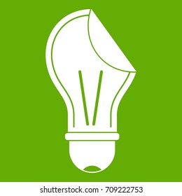 Bulb sticker icon white isolated on green background. Vector illustration
