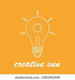 Glühbirne mit Sonnensymbol, Vektorgrafik-Vorlagendesign