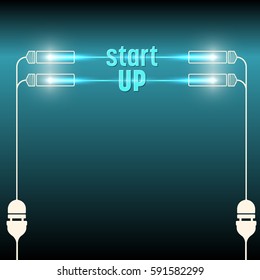 Bulb symbol with the words start up