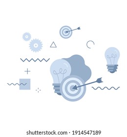 bulb and target banner concepts. Modern bulb and target heart and bulb vector illustration concept.Simple vector icon. Design for web UI, mobile app, banner, poster.
