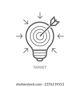 Bulb  and target icon with arrow vector icon. EPS 10
