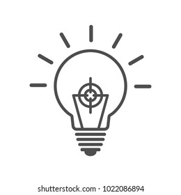 bulb with target idea symbol icon