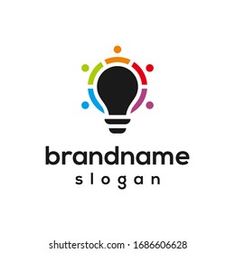 bulb team colorful logo design vector