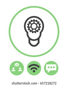 Bulb, teamwork, wireless and speech bubble vector icon.