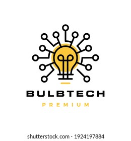 bulb tech electric circuit logo vector icon illustration