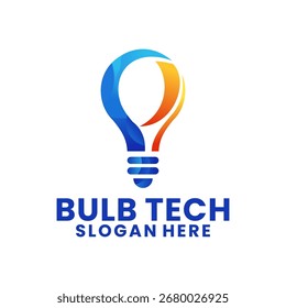 Modelo de vetor de design de logotipo de inovação tecnológica da lâmpada. Modelo de vetor de design de logotipo da empresa moderna da Bulb Tech