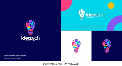 bulb tech logo , digital , network solution, logo design vector.