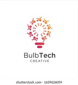  icono del logotipo técnico de la bombilla . Diseño de logotipo en bombilla lleno de color. Logo de la bombilla creativa Idea . Tecnología de logotipo digital en bombilla Idea