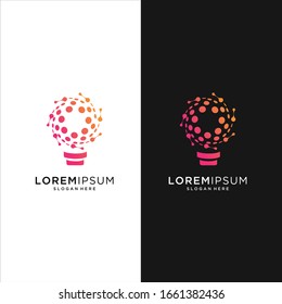 Glühbirnen-Technologie-Logo-Symbol. Logo-Design-Farbe für Bulb. Idea kreative Glühbirnen Logo. Bulle Digital-Logo-Technologie
