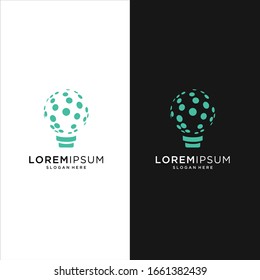 bulb tech logo icon . Bulb Logo Design Colorfull . Idea creative light bulb logo . Bulb digital logo tech